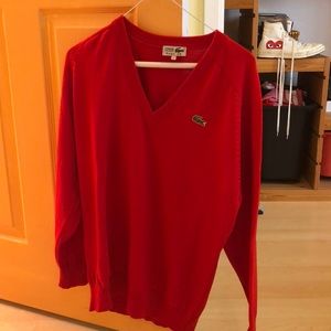 Vintage Lacoste v neck in red